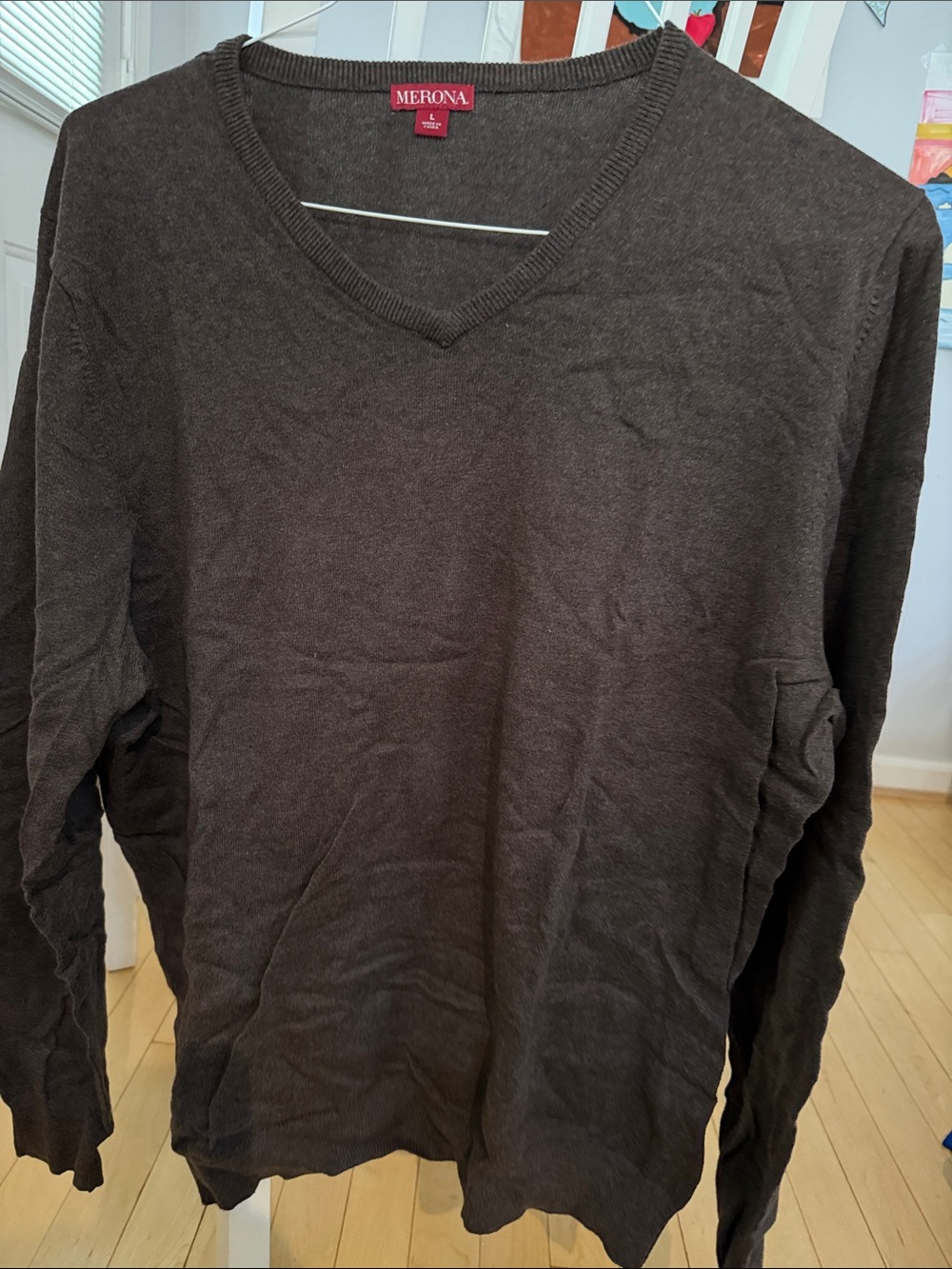 Merona Brown V-Neck Knit Cotton Sweater